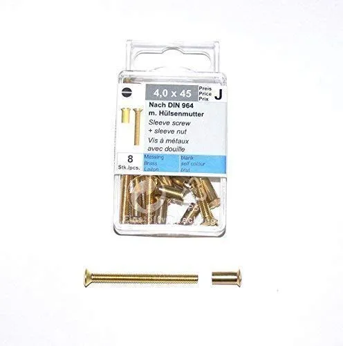 Hülsenschrauben M4 oder M5, mit Hülsenmutter, Messing, Möbelschraube, DIN 964 (5,0 x 60) 8