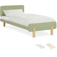 Homestyle4u Holzbett 90x200 Kinderbett in Grün mit Lattenrost und Matratze - Stilvolles Kinderbett 90x200 cm aus massivem Kiefernholz in beruhigendem Grün, inklusive stabilen Lattenrost und komfortabler Matratze – ideal für Sicherheit und Komfort im Kinderzimmer.