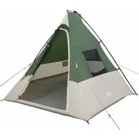 vidaXL Garten Zelt 383 x 338 x 217 cm in Grün und Schwarz - Wetterfestes Polyester-Zelt für Garten und Camping, bietet Schutz vor Sonne und Regen, leicht transportierbar und zusammenklappbar für einfache Lagerung.