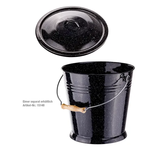 Dema Deckel für Ascheeimer Zinkeimer 10 Liter emailliert schwarz Aschebehälter Kübel 15159