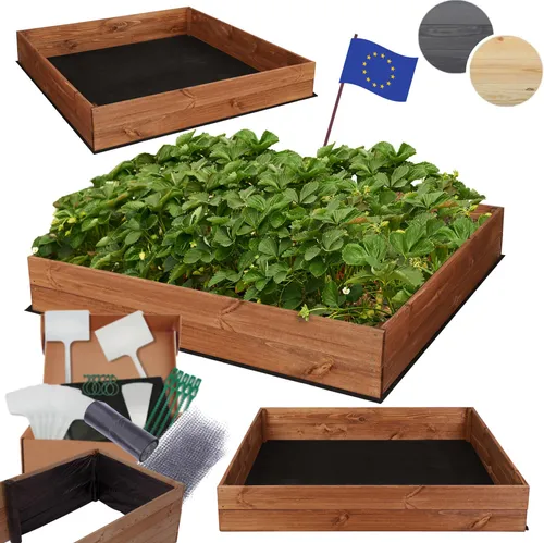 MODO24 Hochbeet Holz, Pflanzkasten, Massivholz, Kiefer, Kräuterbeet, Blumenkasten, Garten, Terrasse, 18x93x80 cm, Braun, ZP06