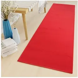 Tapiso Läufer LUXURY, rechteckig, Höhe: 8 mm, Flur Meterware Korridor Küche Flur Kurzflor rot 70 cm x 450 cm x 8 mm