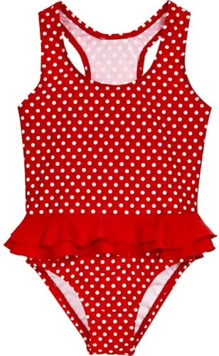 Playshoes UV-Schutz Badeanzug für Mädchen, Punkte 134/140 - Badeanzug mit UV-Schutz und schnelltrocknendem Material, ideal für unbeschwerte Schwimmstunden und Spielspaß im Wasser.