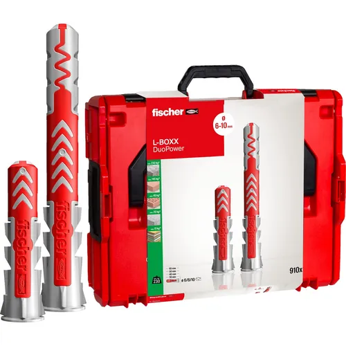 fischer L-Boxx DuoPower - 910 Allzweckdübel in verschiedenen Größen, leistungsstark und vielseitig für alle Baustoffe