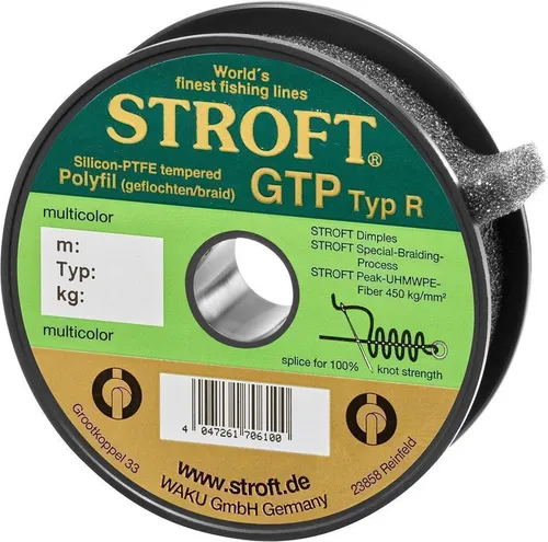 Schnur STROFT GTP Typ R Geflochtene 100m multicolor R9-0,400mm-31kg - Hochwertige geflochtene Schnur für Angler, mit speziellen Flechtverfahren für optimale Rundheit und reduzierte Luftwiderstände. Ideal für präzise Würfe und hervorragende Tragkraft.
