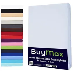 Buymax Spannbettlaken Wasserbett Spannbettlaken für Boxspringbetten Matratzen bis 35 cm Höhe, Jersey, Gummizug: Rundumgummi, (1 Stück), Spannbetttuch 97% Baumwolle, 3% Elasthan, atmungsaktiv, 40 cm Steghöhe weiß 180-200 cm x 200-220 cm