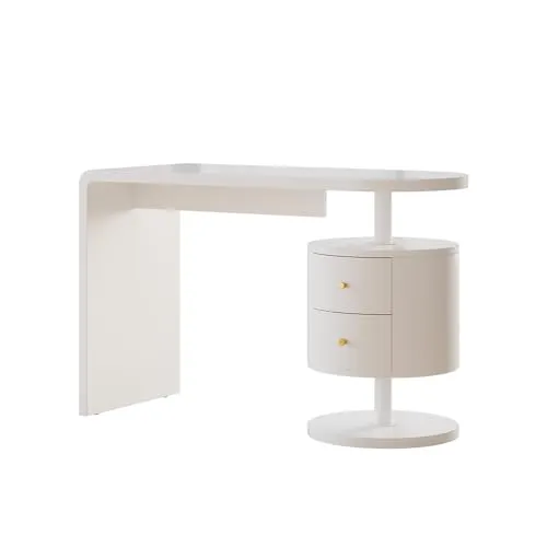 Vicco Schreibtisch Lara Weiß Hochglanz 120 x 50 cm - Computermöbel mit 2 Schubladen für Ordnung und stilvolles Design, ideal für ein angenehmes Arbeitsumfeld.