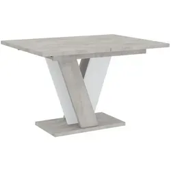 Esstisch Ausziehbar 120-160 cm für 6 Personen Nevi – Betonoptik & Weiß - Grau/Weiß