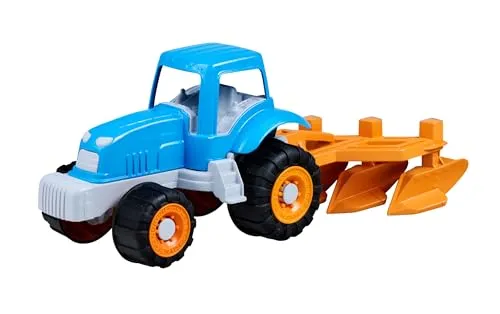 Simba Traktor mit Pflug – Sandspielzeug für Kleinkinder, Abnehmbarer Anhänger, Fahrzeug für Sandkasten und Strand, Kunststoff, 43 cm, ab 0 Jahre