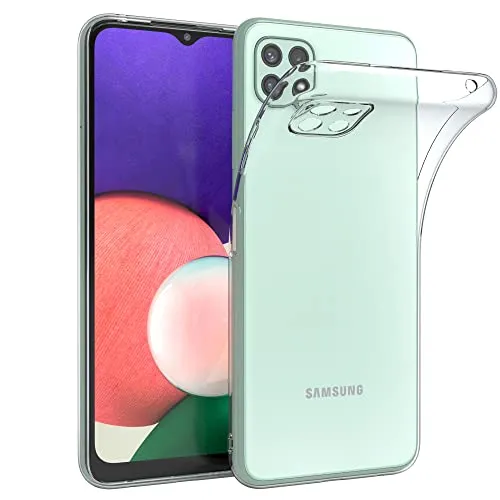 EAZY CASE Hülle kompatibel mit Samsung Galaxy A22 5G Schutzhülle Silikon, Ultra dünn, Slimcover, Handyhülle, Silikonhülle, Backcover, Durchsichtig, Klar Transparent