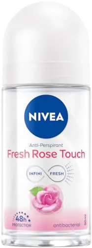 NIVEA Fresh Rose Touch Deo Roll-On (50 ml), Antitranspirant ohne Alkohol mit 48h Schutz, Deodorant mit einzigartiger INFINIFRESH Formel