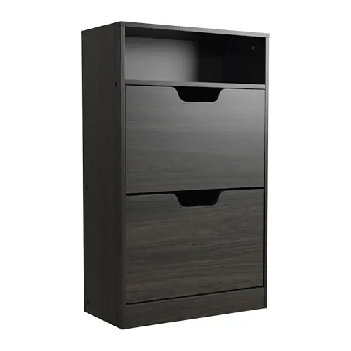 Relaxdays Schuhschrank mit Ablage in Holzoptik, grau