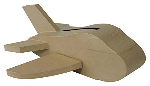Décopatch Papierdekoration Urne Flugzeug - Braunes Pappmaché - Partydekoration aus Kartonbraun, individuell gestaltbar mit Décopatch-Papier oder Acrylfarbe für kreative Dekoideen.