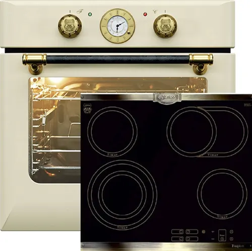 Retro Elektro Backofen Kaiser EH 6432ElfBE Autark +Glaskeramik Kochfeld 60 cm