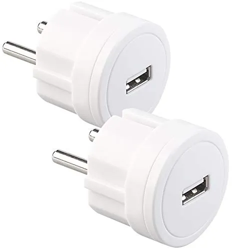 revolt USB-Netzteil-Ladegeräte: 2er-Set ultrakompakte Steckdosen-USB-Netzteile, 2,1 A, 10,5 W, Ø 39 mm (Netzteil für USB-Kabel, USB-Ladestecker 220v, iPhone Ladestation)