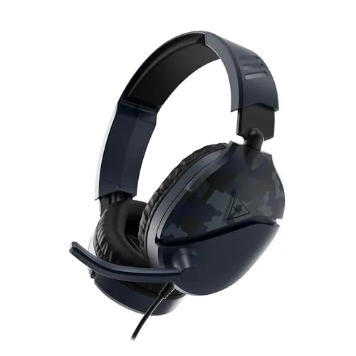 TURTLE BEACH Recon 70 - Over-ear Gaming Headset Camouflage/Blau - Gaming Headset mit 40-mm-Lautsprechern für kristallklaren Sound und hohem Tragekomfort. Das hochklappbare Mikrofon ermöglicht einfaches Stummschalten und ist kompatibel mit PS4, PS5, Xbox und Nintendo Switch.