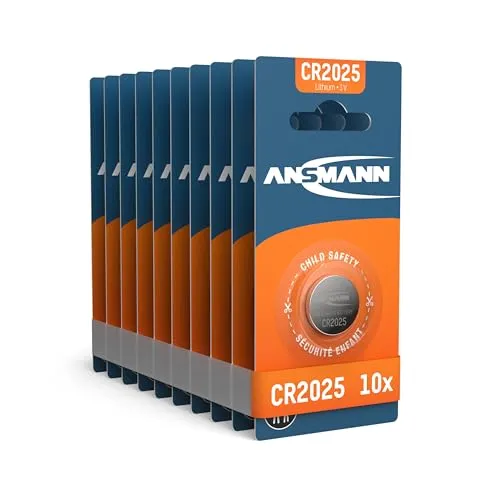 ANSMANN 10x CR2025 Batterie Lithium Knopfzelle 3V / Qualitativ hochwertige Knopfbatterien/Ideal für Autoschlüssel, TAN-Gerät, Taschenrechner, Kinderspielzeug, Fernbedienung, Uhren, etc.