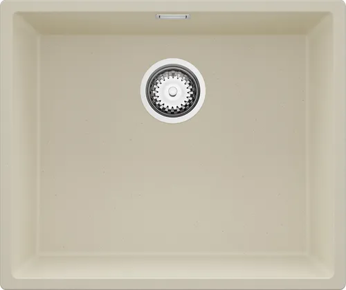 PRIMAGRAN Unterbauspüle Granit Beige 56x47cm, Spülbecken 1 Becken + Ablauf-Set, Granitspüle ab 60er Unterschrank - London