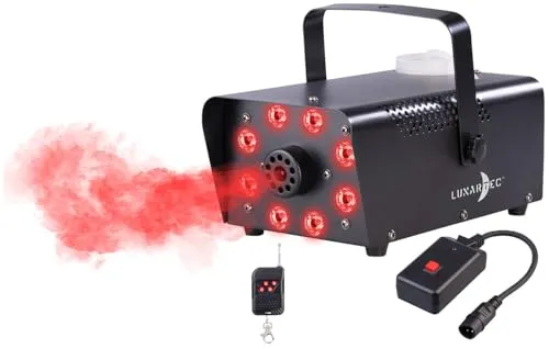 Lunartec Dunstnebelmaschine: Nebelmaschine mit 8 RGB-LEDs, 300-ml-Tank, Fernbedienung, 700 Watt (Nebelmaschine mit Fußschalter, Rauchmaschine mit LED-Lichteffekt, DJ)
