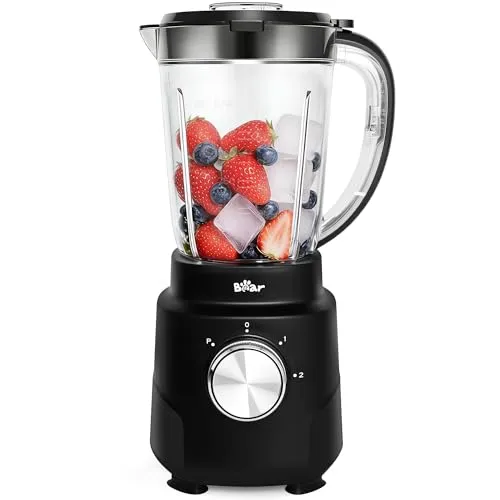Bear Mixer Smoothie Maker 700W, Hochleistungsmixer mit 1500ml Mixbecher, 2 Geschwindigkeiten & Pulse-Funktion für Shakes, Smoothies, Gefrorene Früchte & Ice Crush, Ideal für Küche