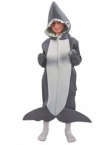 DEGUISE TOI VEGAOO - Hai-Kostüm für Kinder - Overall - 134/140 (10-12 Jahre) - Grau, Silber - Kostüme für Kinder - 100% Polyester - Handwäsche