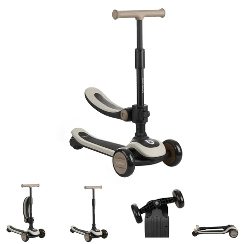 Kikkaboo Treo 2 In 1 Tretroller - Roller und Laufrad in einem, ideal für Kinder ab 12 Monaten. Höhenverstellbarer Sitz und Lenker, rutschfeste Griffe und LED-Räder sorgen für Sicherheit und Spaß beim Fahren.
