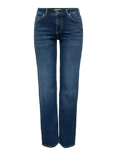 ONLY Female Straight-Fit Jeans ONLBLUSH - Gerade geschnittene Jeans mit mittlerer Taille, bequem und elastisch für optimalen Tragekomfort. Perfekt für jeden Anlass!