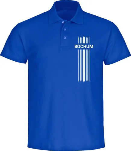 multifanshop Poloshirt - Bochum - Streifen, blau, Größe S - Poloshirt für Bochum-Fans, aus 100% Baumwolle, einlaufvorbehandelt und mit hochwertigem Druck für langlebige Farben. Ideal als Geschenk oder für sich selbst!