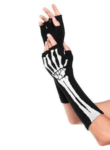 Leg Avenue Kostüm Fingerlose Skeletthandschuhe