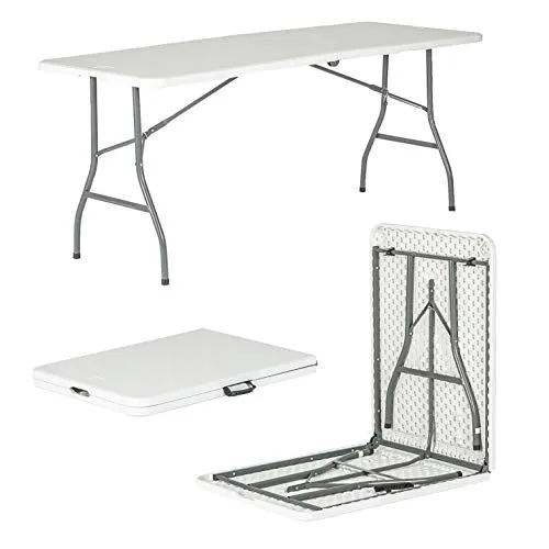 Harbour Housewares Rechteckiger Klapptisch auf Bock - 180 cm (6 Fuß) - Weiß - Outdoor-Klapptisch für Picknick, Grill, Garten, Camping, Hochzeit, Party-Catering
