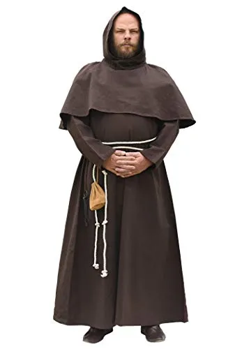 Battle-Merchant Mönchskutte mit Kapuze - Mittelalter LARP Kostüm (Braun, XXL) - Mittelalterliche Mönchskutte aus Baumwolle mit Kapuze und Kordel, ideal für LARP, Festivals oder Camping. Bequeme Passform und bodenlanges Design für authentischen Look.