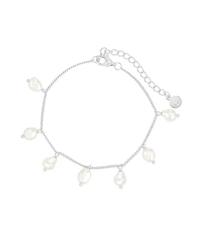 Brandlinger ® Armband Damen Silber 925 - Vergoldetes Perlenarmband - Armbänder für Damen, handgefertigt aus hochwertigem 925 Silber, mit 18K Vergoldung und verstellbarer Länge von 16-20cm, ideal als Geschenk für Frauen und Mädchen.