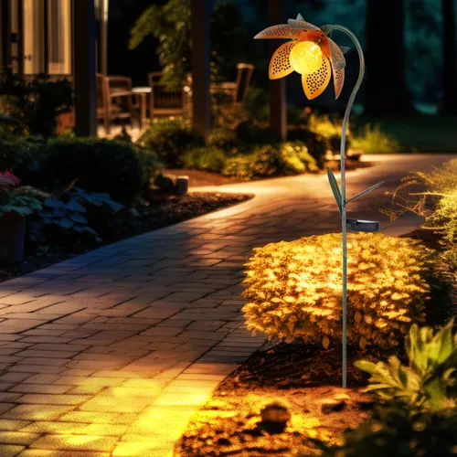 Erdspieß Steckleuchte mit Glas Kugel – 90 cm - Wetterfeste Solarleuchte für Garten und Terrasse, sorgt für stimmungsvolle Beleuchtung mit LED-Technik und kaltem Licht. Mit eleganter Glasblume und robustem Metall.