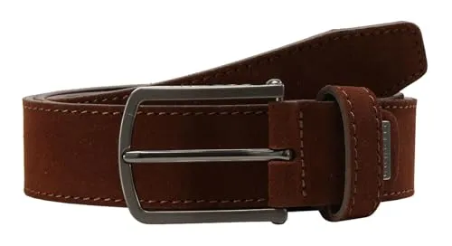 bugatti Soft Men´s Belt 3.5 W90 Brandy - Kürzbar und Stilvoll - Herren-Gürtel in Velourslederoptik, mit anpassbarer Weite für perfekten Sitz und eleganter Dornschließe.