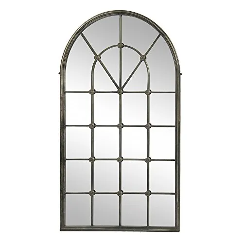 Grafelstein Spiegel Chateau antik Fenster - Dekorative Wandspiegel im Landhausstil, imposanter Rundbogenfenster-Spiegel aus Metall und Glas, stabile Verarbeitung mit starken Aufhängungen, ideale Ergänzung für Ihr Zuhause.