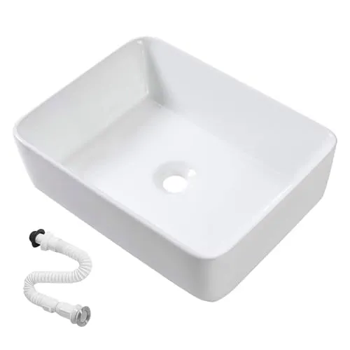 MAGIC SELECT Waschbecken, Badezimmer Waschbecken, Anti-Flecken WC Keramik Waschbecken, Leicht zu Reinigen mit Standardanschlüssen. Für Küche oder Badezimmer. (47,5x36,5x13 CM)