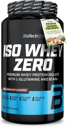 BioTechUSA Iso Whey Zero - Premium Whey Protein Isolate, Dunkle Schokolade - Molkenproteine aus der Milch von grasgefütterten Kühen, laktosefrei, zuckerfrei und glutenfrei – für optimales Muskelwachstum und schnelle Erholung.