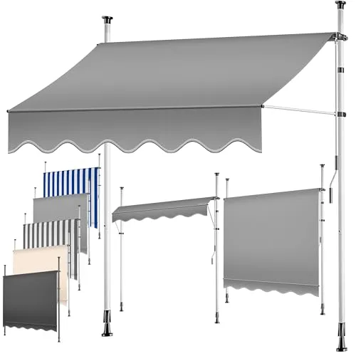 KESSER® Klemmmarkise mit Handkurbel 350cm - Markise für Balkon, Terrasse & Garten, UV-beständig, wasserabweisend und höhenverstellbar für optimalen Sonnenschutz und Privatsphäre.