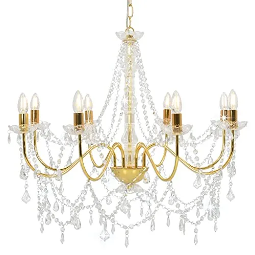 vidaXL Kristall Kronleuchter mit Perlen in gold von vidaXL