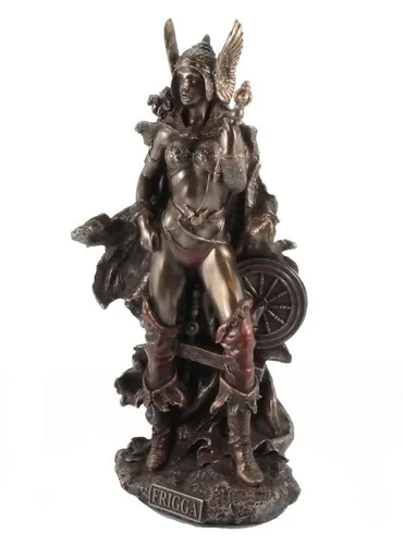 Veronese Frigga - Nordische Göttin Odins Sammelfigur - Bronze-colorierte Sammelfigur aus Polyresin, 26x14x11cm, perfekt für Sammler und Liebhaber nordischer Mythologie