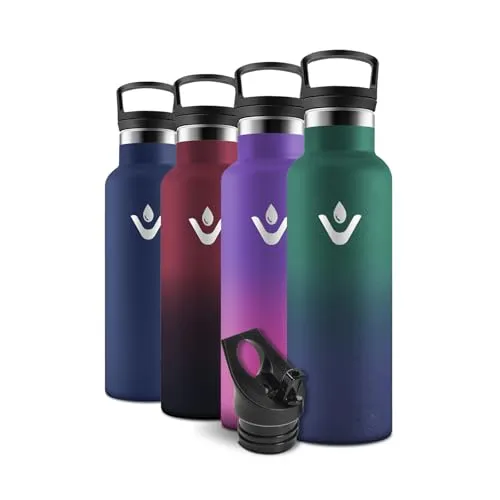 Motswedi Trinkflasche, 500 ml BPA-Frei, Trinkflasche Edelstahl, 18/8 Edelstahl, Flasche, Mit Strohhalm und 2 Deckeln, Doppellagige Isolierung, Isolierflasche für Schule, Yoga