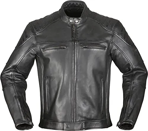Modeka Vincent Motorrad Lederjacke - Schwarz, Größe L für Männer - Motorradjacke aus hochwertigem Rindleder mit SW Schulter- und Ellbogenprotektoren für optimalen Schutz und Komfort auf jeder Fahrt.