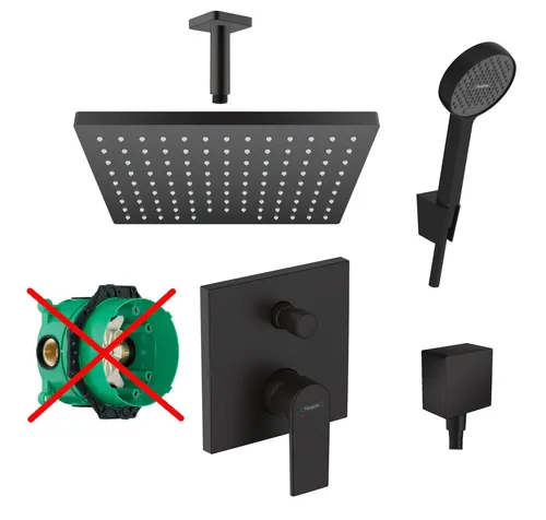 Hansgrohe Duschsystem m. Duscharmatur Unterputz und Regendusche HGSK02ob schwarz