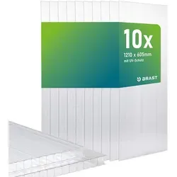 BRAST Hohlkammerplatten 10er Set 121x60,5 cm – Transparent und Robust - Flexibles 10er Set aus stabilen Polycarbonat-Hohlkammerplatten für vielseitige Bauprojekte. Maße je Platte: 121 x 60,5 cm, ideal für Gewächshäuser und Überdachungen. Hochwertige Qualität für langlebige Konstruktionen im Außenbereich.