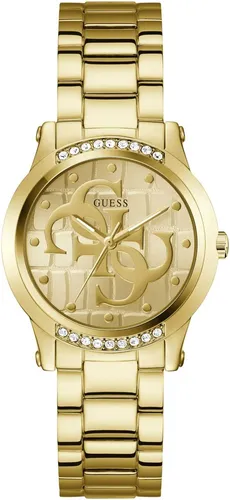 Guess GW0861L2 Annette Damenuhr 36mm - Elegantes Golddesign mit Steinbesatz - Damenuhren, stilvolle Quarzuhr mit hochwertigem Edelstahlgehäuse in Gold und funkelndem Steinbesatz, ideal für besondere Anlässe und den Alltag.