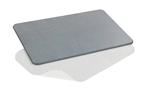 WENKO Badematte Simi Grau, 60 x 39 cm - Duschmatte aus Kieselgur, extrem wasserabsorbierend und schnelltrocknend für ein sicheres Bad. Mit Anti-Rutschnetz für einen stabilen Stand und ideal für jede Fliese.