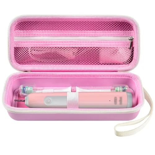 Boobowl Zahnbürsten-Reiseetui für Philips Sonicare/für Oral-B Pro | Fixierband und Netztasche für Griff, und Zahnpasta, für Pendler und Urlauber, ohne Geräte und Zubehör- Rosa