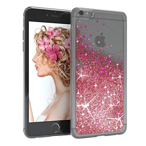 EAZY CASE Hülle kompatibel mit iPhone 6 / 6S Schutzhülle mit Flüssig-Glitzer, Handyhülle, Schutzhülle, Back Cover mit Glitter Flüssigkeit, TPU/Silikon, Transparent/Durchsichtig, Rosa