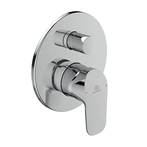 Ideal Standard Badearmatur UP Ceraflex - Chrom, 163x163mm - Armaturen für modernes Bad, bietet Heißwassertemperaturbegrenzung für Sicherheit und wassersparende Technologie für Energieeffizienz. Hohe Lebensdauer durch keramische Kartusche.