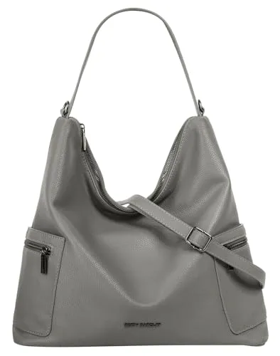 Umhängetasche BETTY BARCLAY, grau, leicht glänzend - Stylische Umhängetasche für Damen, ideal für Alltag und Reisen. Mit geräumigem Hauptfach und praktischen Fächern für Smartphone & Co. – handgepäcktauglich und besonders leicht!